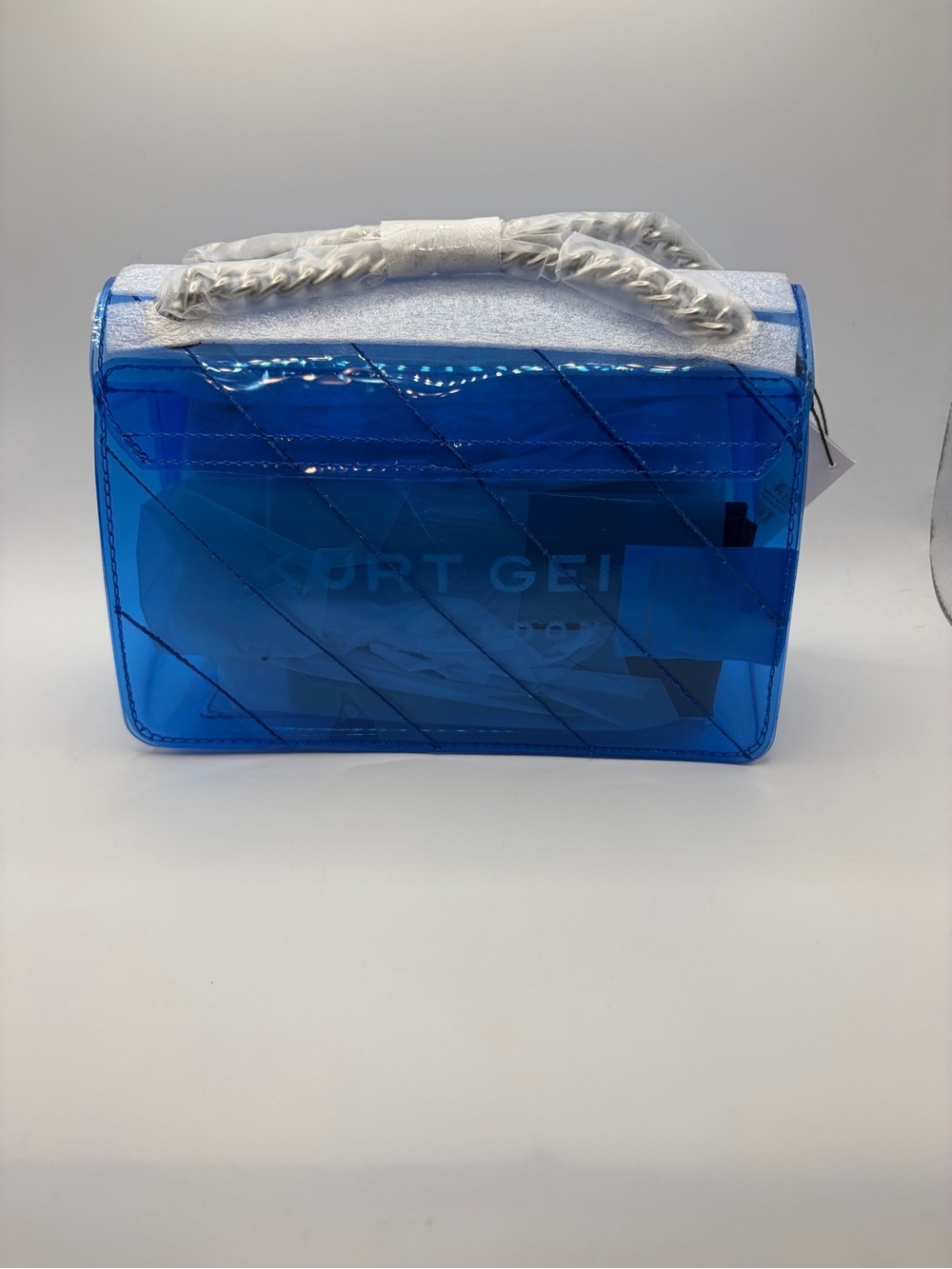 Kurt Geiger Bright Blue Transparent Vinyl Crossbody Shoulder Bag - Picture 3 of 3